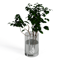 Desktop Green Plants-Glass Flower