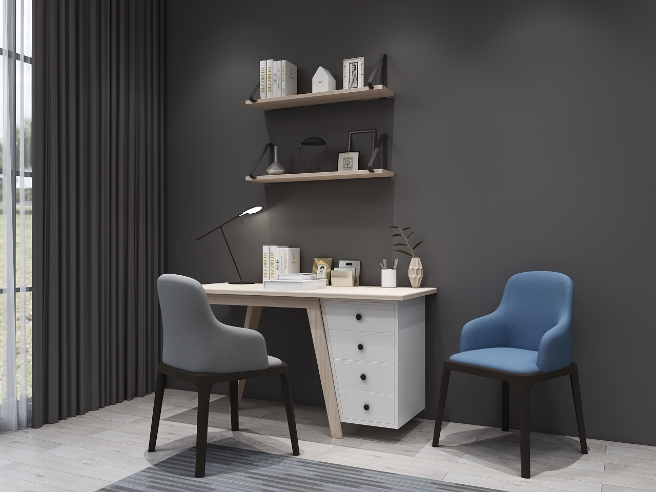 Nordic books and chairs