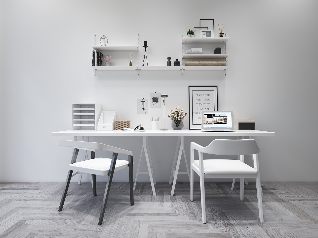 Nordic double desk and chair