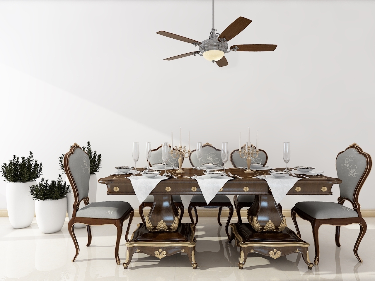 European style dining table and chair