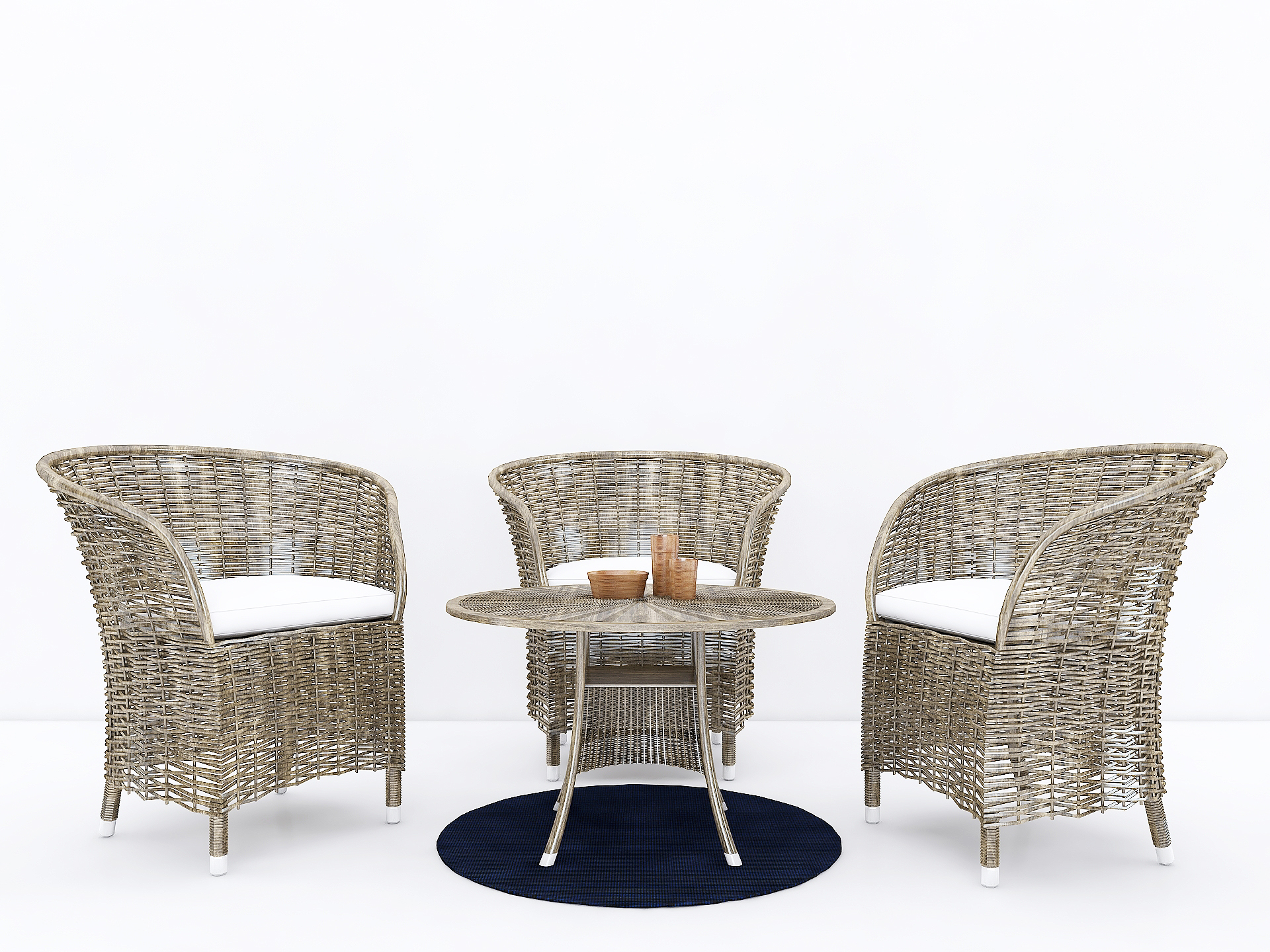 Modern rattan lounge chair combination