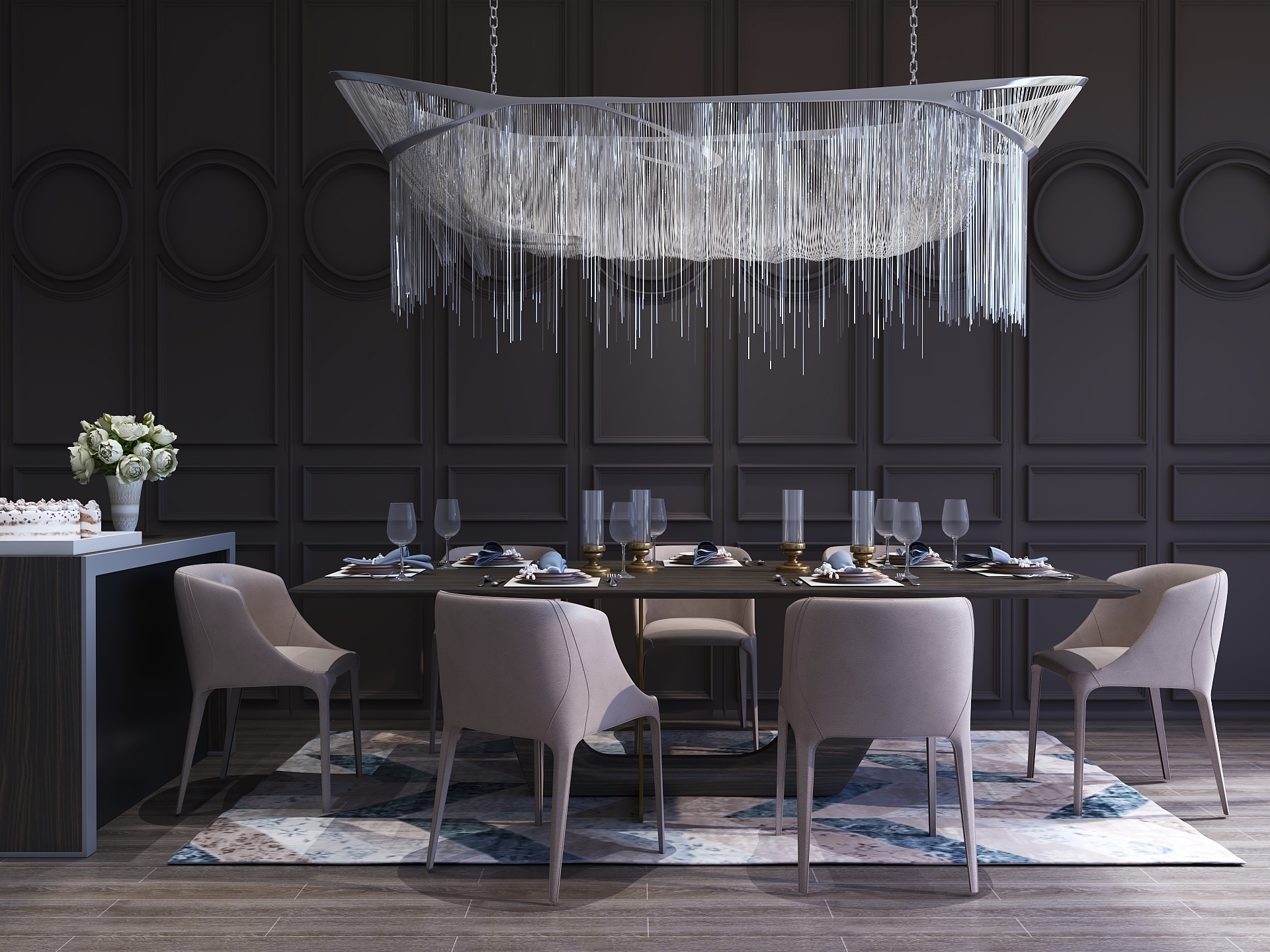 Modern dining table and chair combination