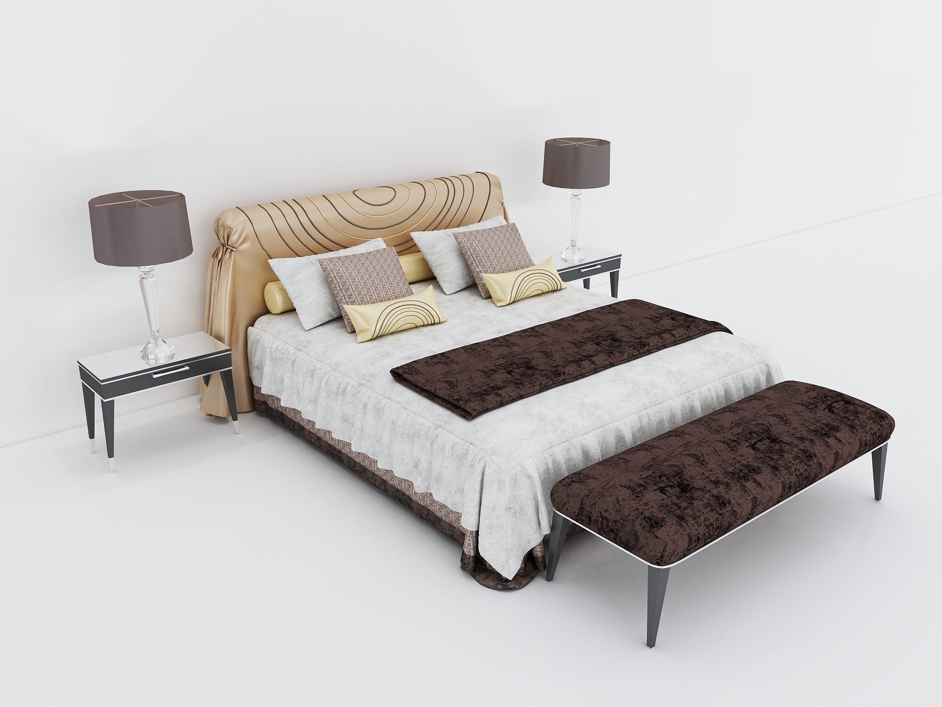 Modern bedroom bed combination