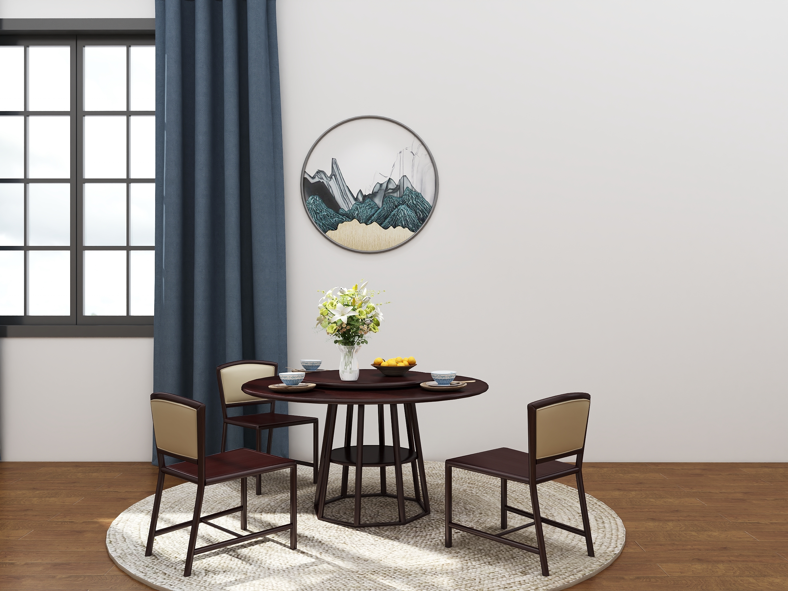 New Chinese dining table and chair combination
