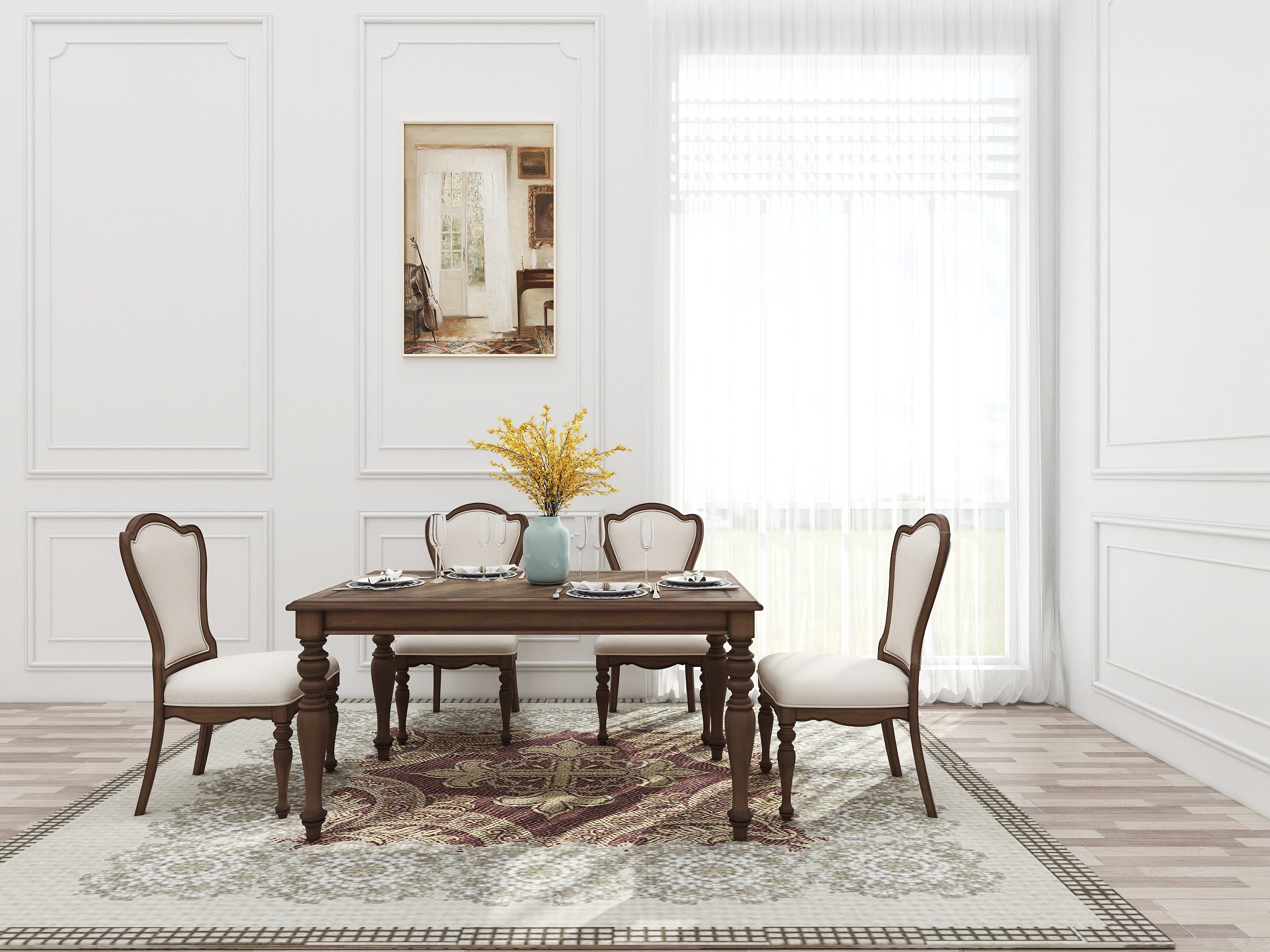 American dining table and chair combination