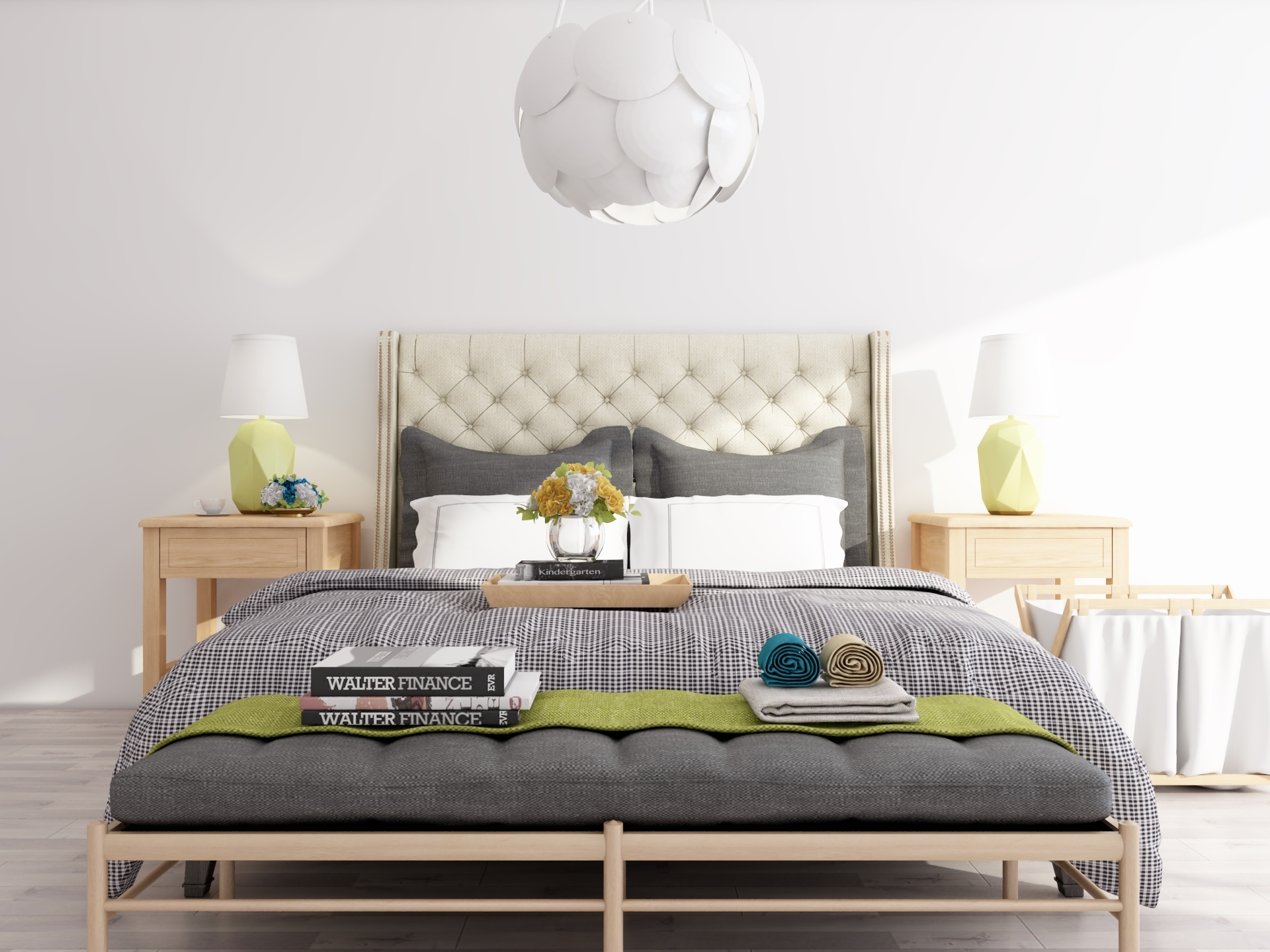 Nordic wind bedroom bed combination