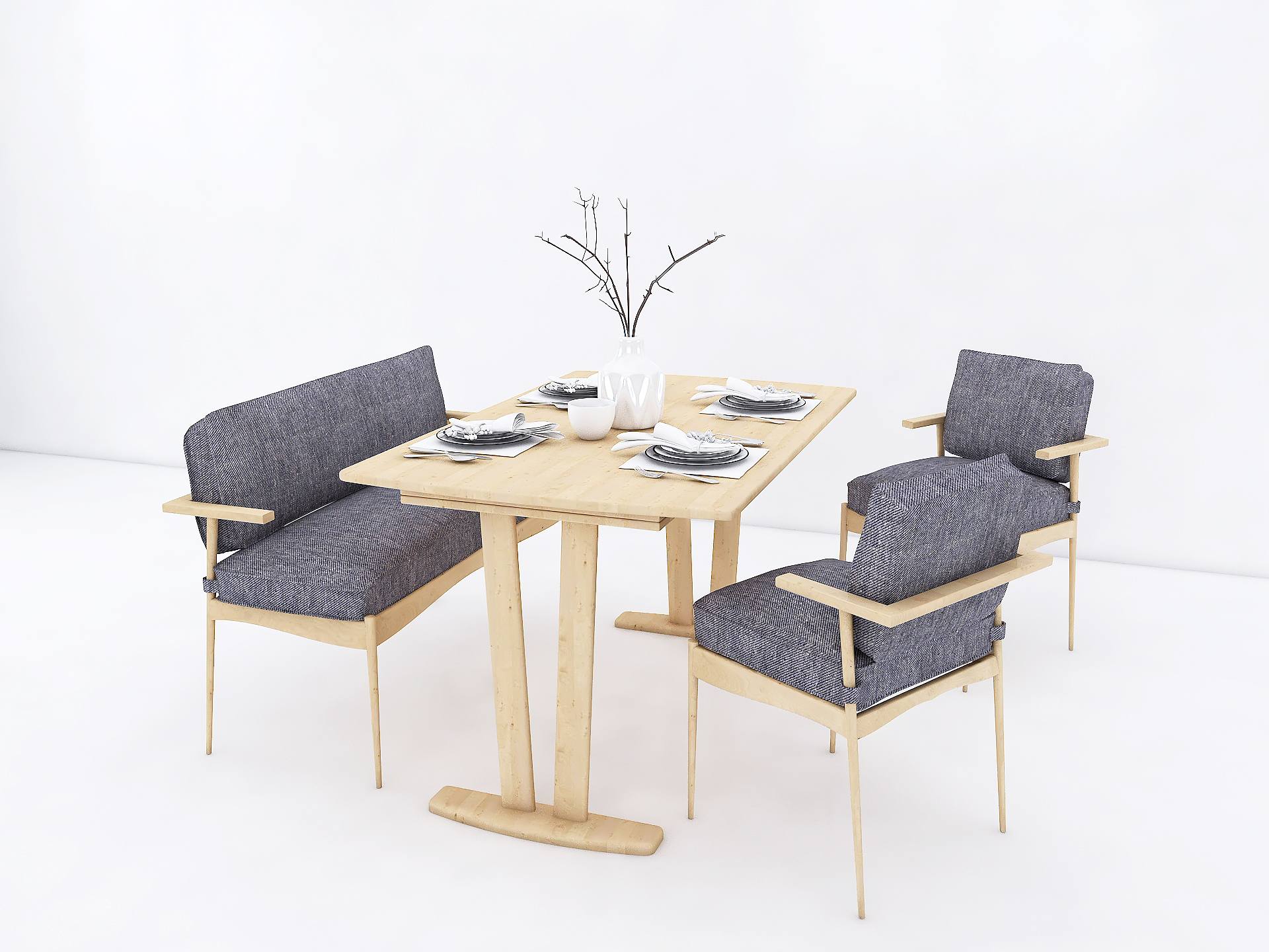 Nordic style dining table and chair combination