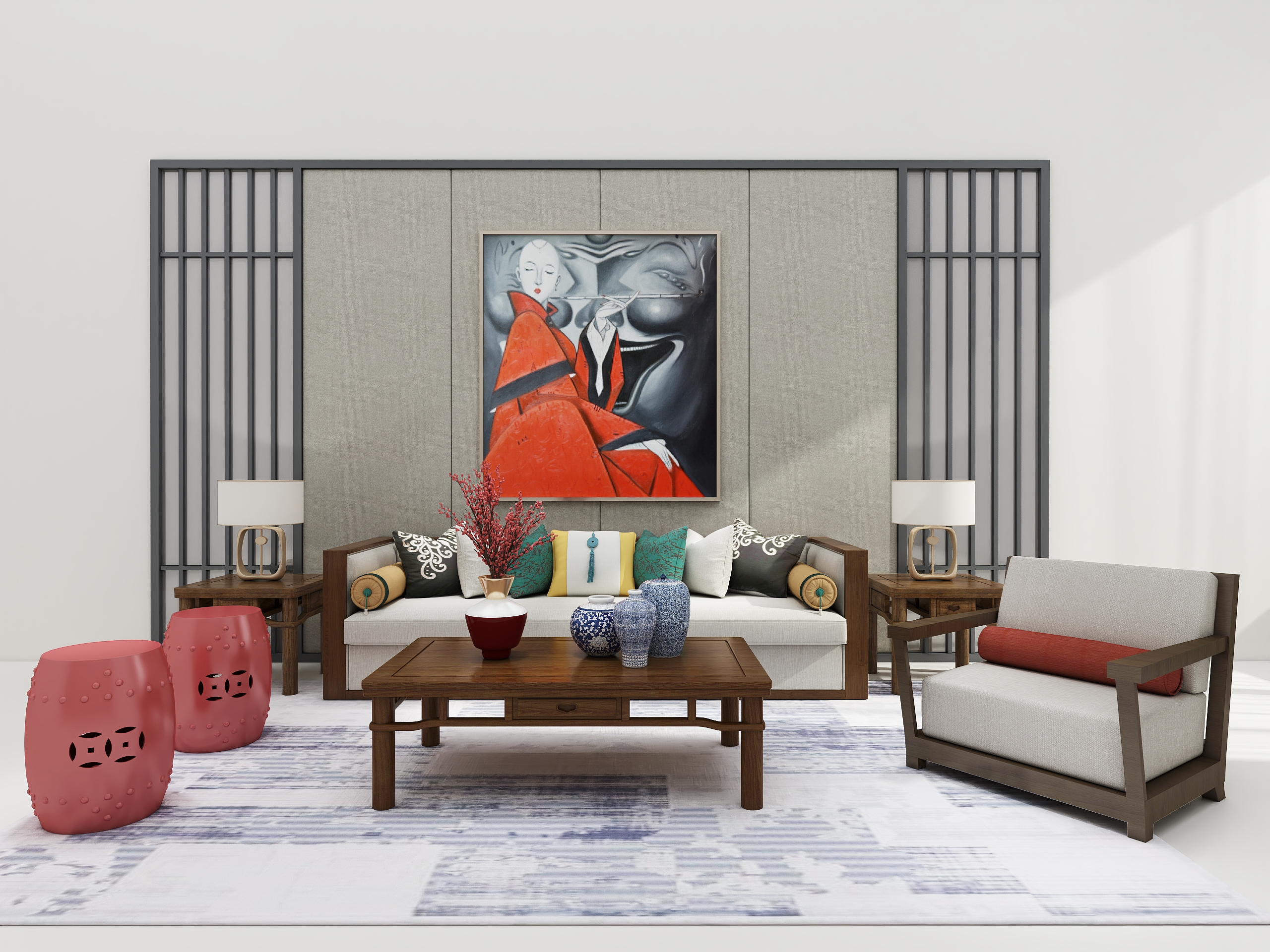 New Chinese style sofa combination