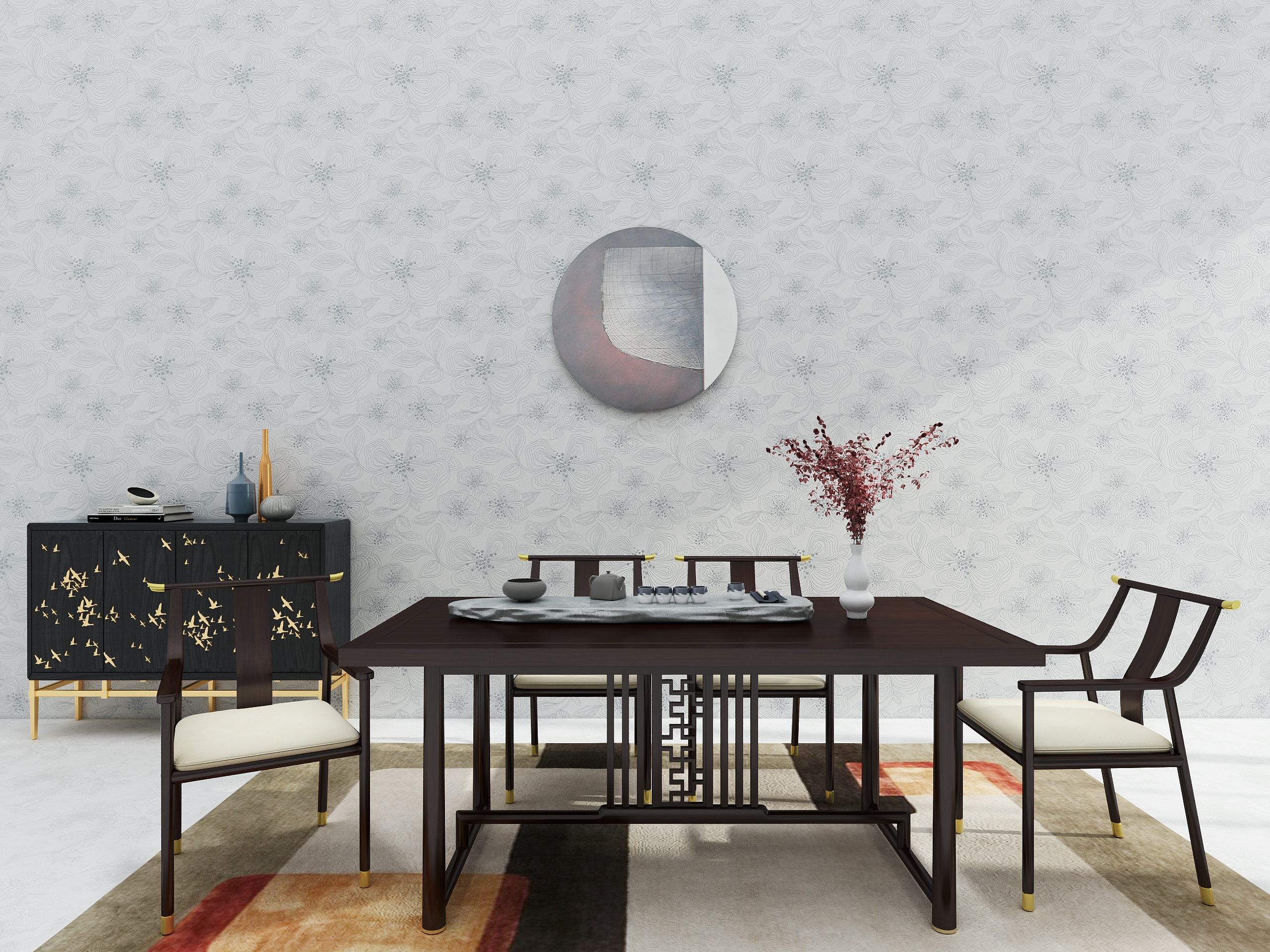 New Chinese dining table and chair combination
