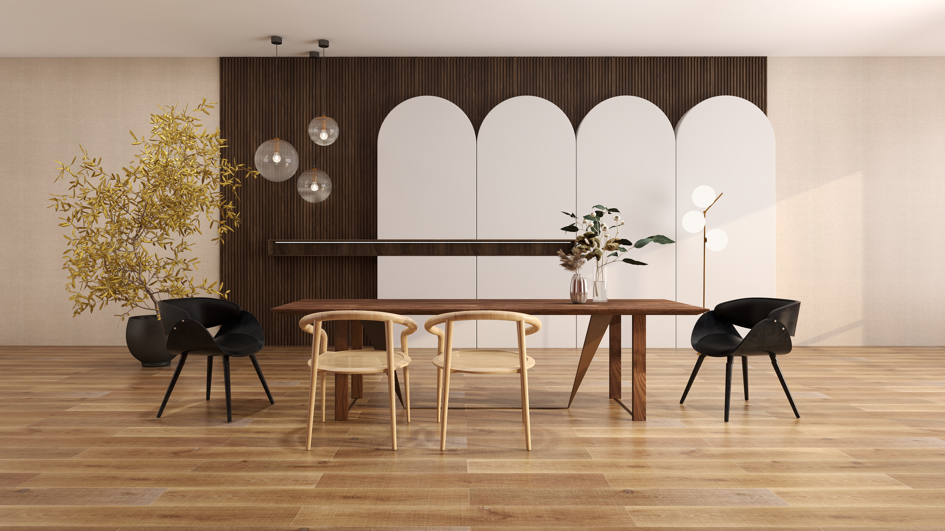 Modern dining table and chair combination