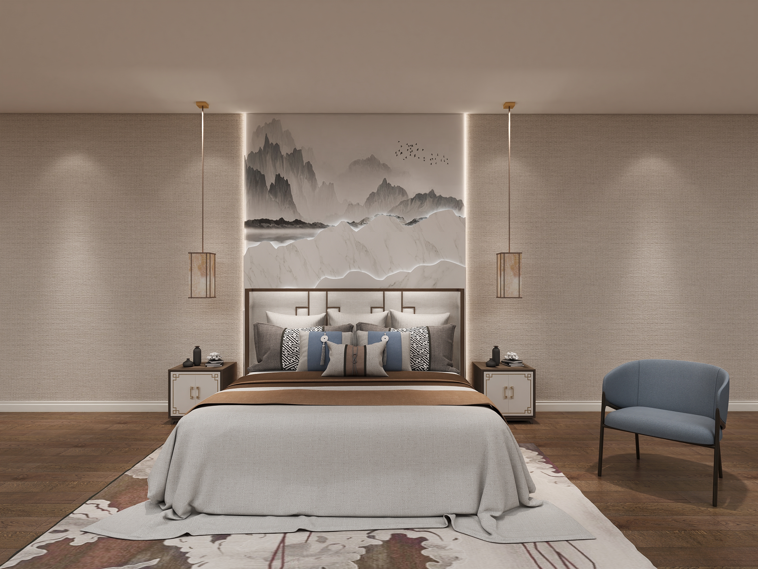 New Chinese style bedroom combination
