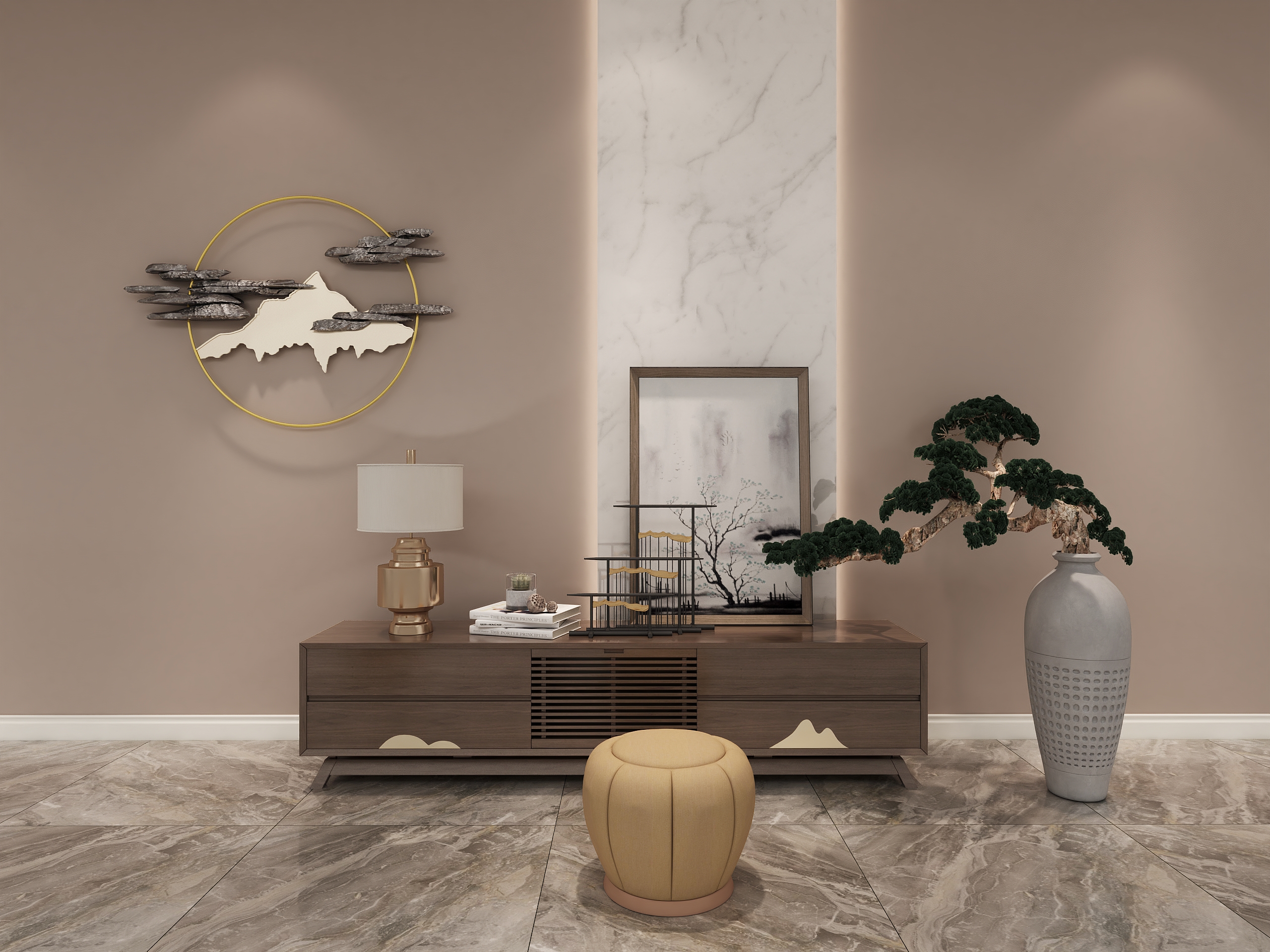 New Chinese style TV cabinet combination