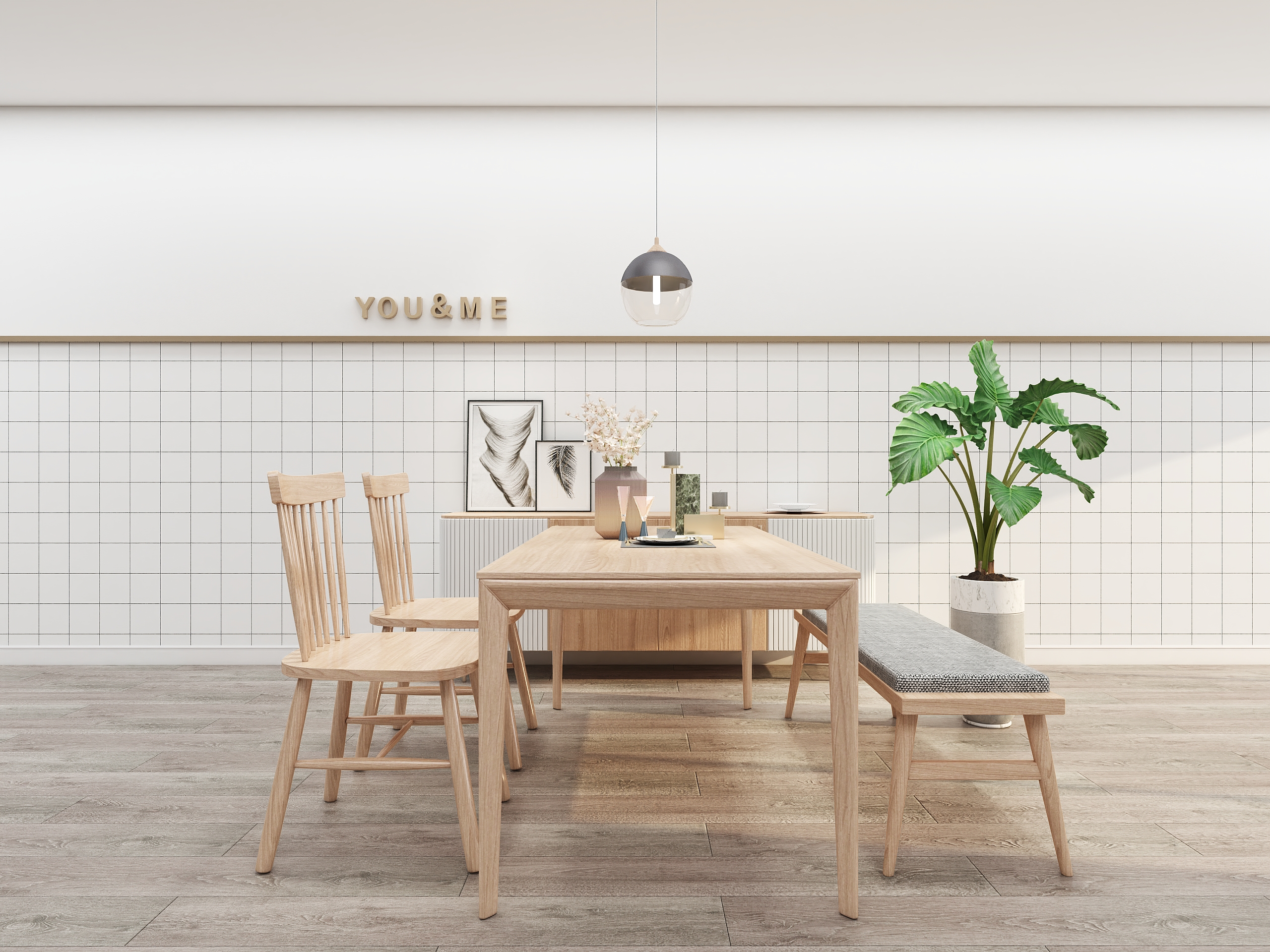 Japanese dining table and chair combination