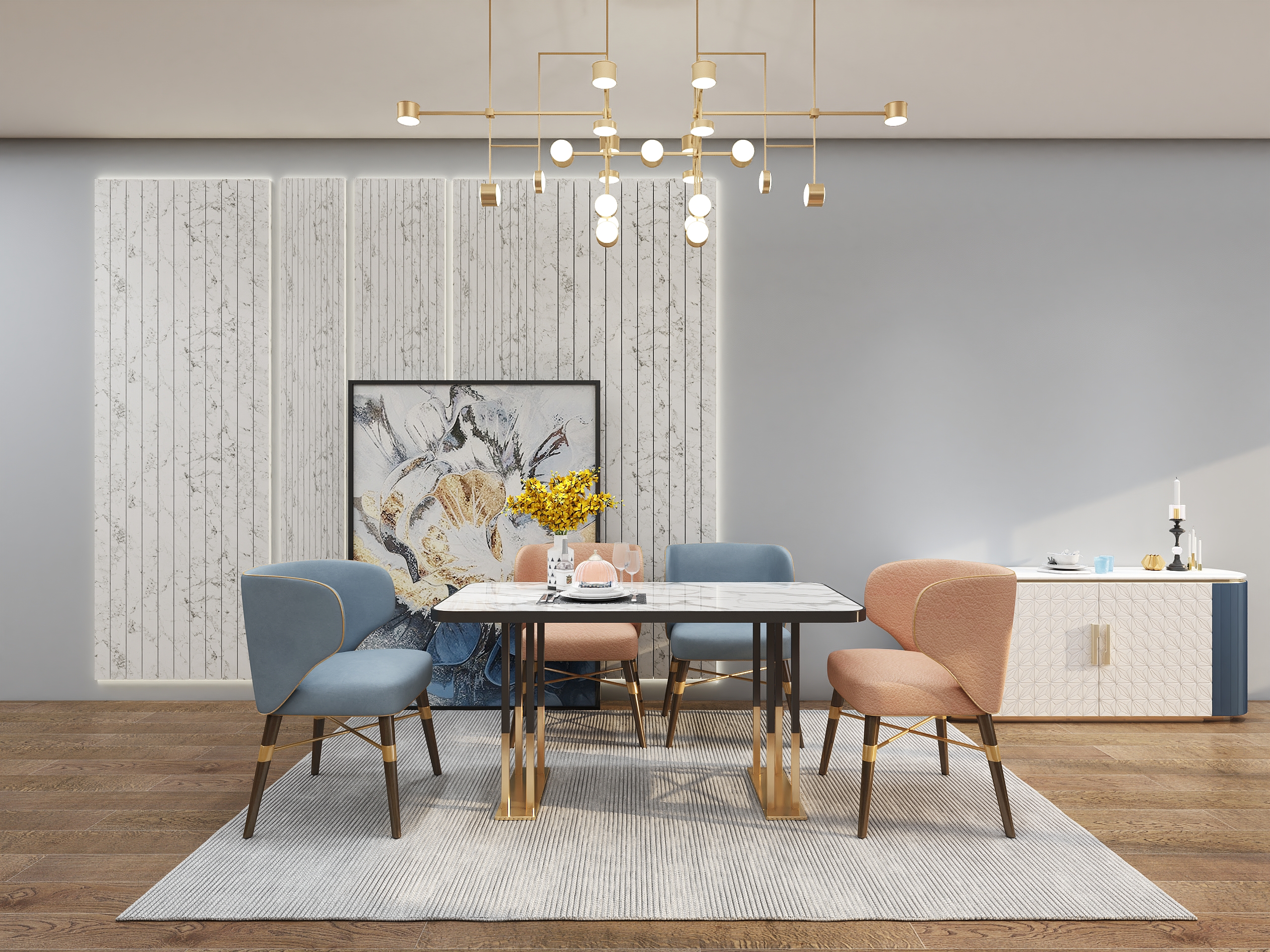 Light luxury dining table and chair combination